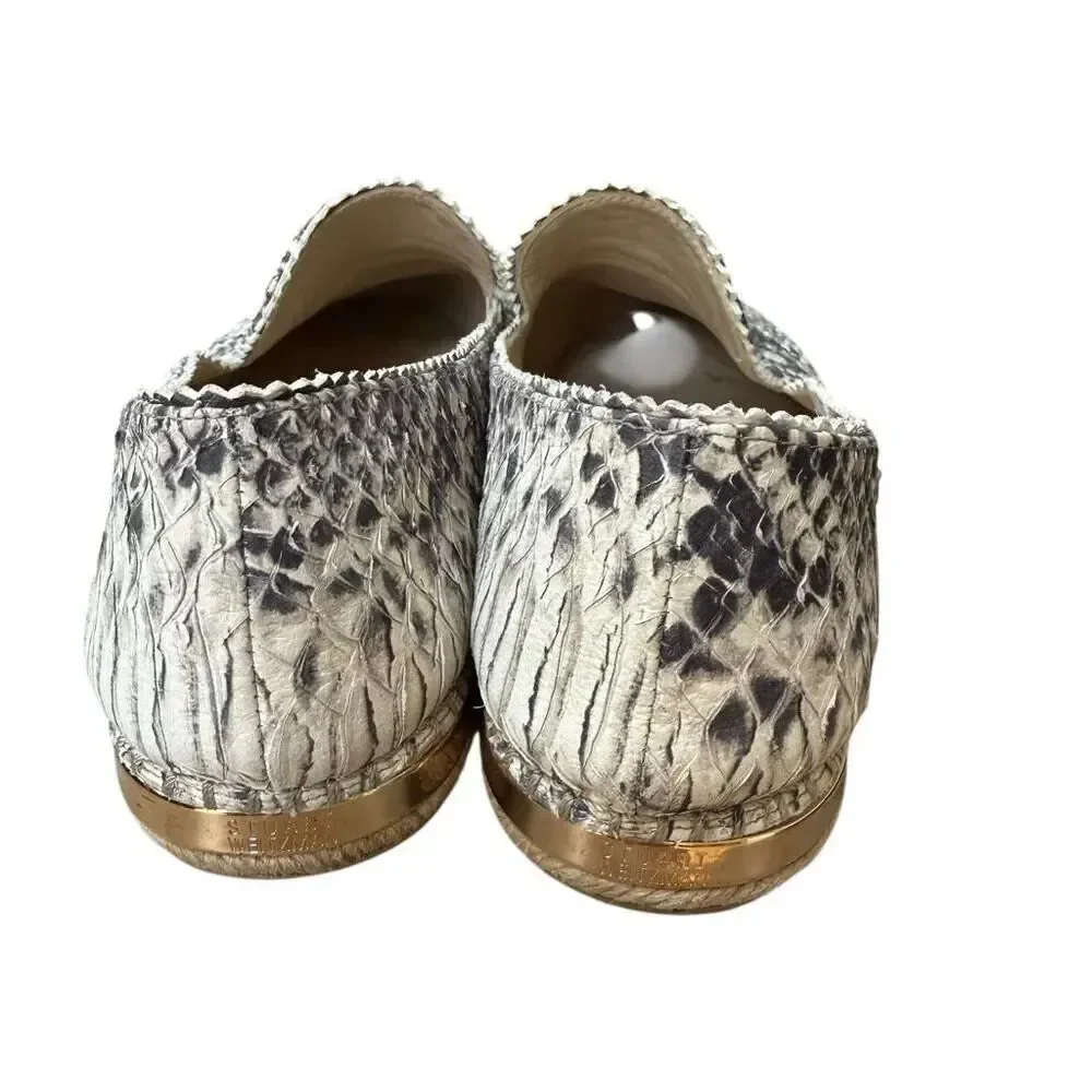 Stuart Weitzman Catalan espadrille flats shoes leather snake/python print size 8